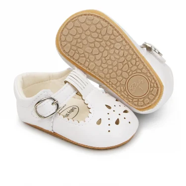 Princess Baby Girls Shoes Cute Moccasinss PU Leather Hollow-Out Soft Sole Rubber Flats Shoes Newborn First Walker Non-Slip Shoes 5