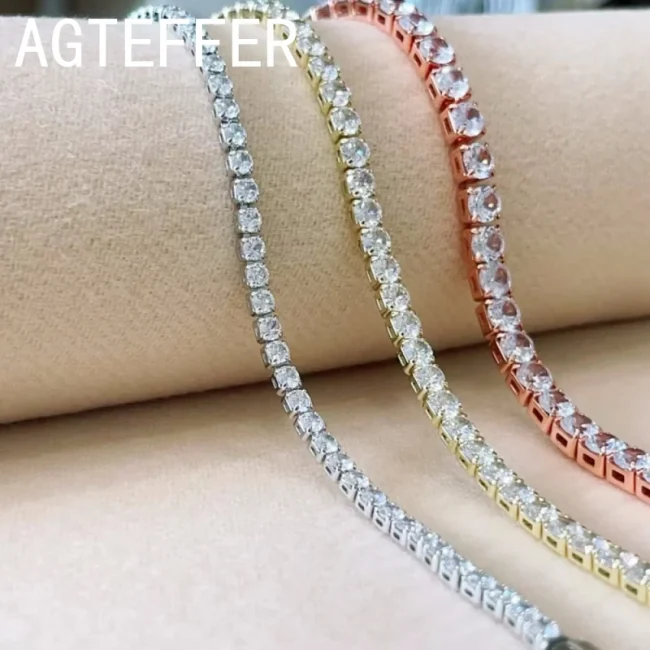 New 925 Sterling Silver Hip Hop Fashion Women's Tennis Bracelet Rose Gold Shining Cubic zirconia Bracelet Wedding Jewelry Gift 4