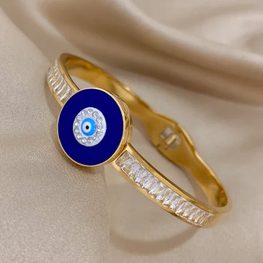 Fashion Turkish Evil Eyes Stainless Steel Bracelet Bangle For Women Unisex Enamel Lucky Blue Eyes Cuff Bracelets Wristband Gift 6