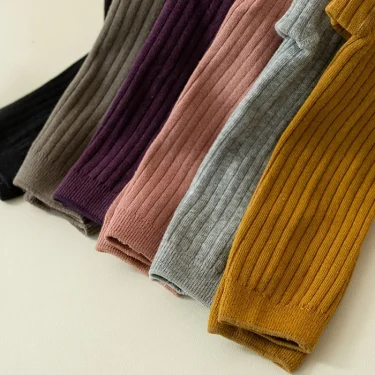 Spring Autumn Kids Baby Pants For Girls Korean Knitted Cotton Daily Newborn Leggings Casual Vertical girls' Pantyhose 0-6Yrs 6