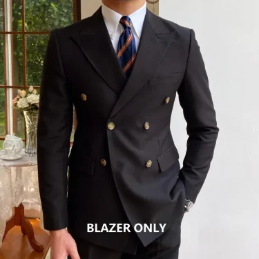Solid Wedding Men Suits Blazer Bridegroom Business Groom Wear Tuxedo Jacket Formal Costume Homme Party Prom Double Breasted Coat 3