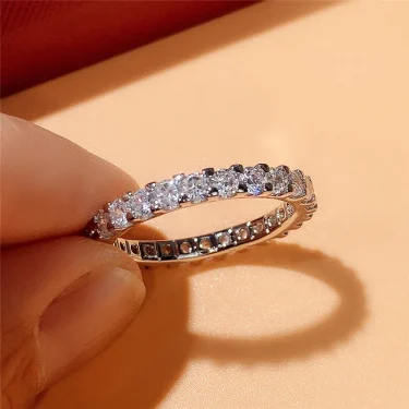 Huitan Fashion Contracted Women's Ring Thin Full Paved Round CZ Versatile Girls Accessories Daily Wear Party Statement Jewelry 5