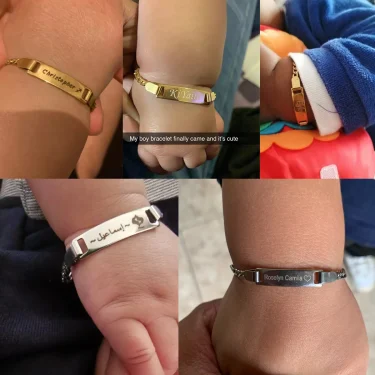 Vnox Custom Engrave Mom Duaghter Son Name Baby Bracelets, Anti Allergy Stainless Steel Baptism Love Gifts, Adjustable Jewelry 2