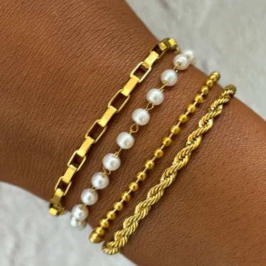 Stainless Steel Jewelry Set New Design Multi Style Pearl Twist Bracelets Jewelry Set For Women Jewelry Party Gifts Daily Wear 1
