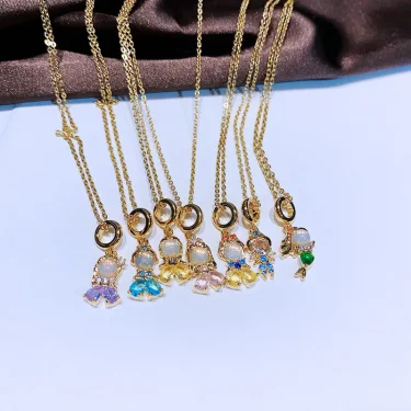 Fashionable Colorful Zircon Fairy Tale Little Princess Necklace Gold-plated Universal Chain Clavicle Chain Sweet Temperament 1