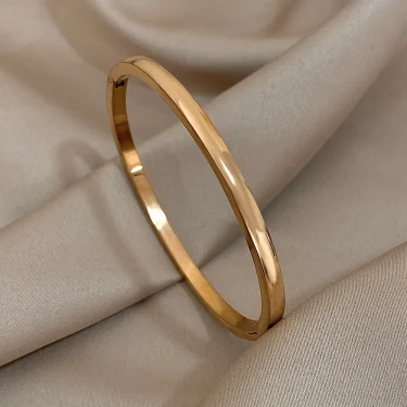 4MM Curved Glossy Thin Plain Bangle for Women Men Stainless Steel Bracelet Waterproof Cuff Stackable Minimalist Jewelry Gifts 4