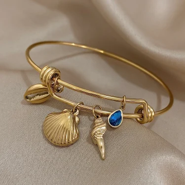 Greatera Gold Color Conch Shell Charm Stainless Steel Adjustable Bracelets Bangles for Women Ocean Animal Bracelet Beach Jewelry 4