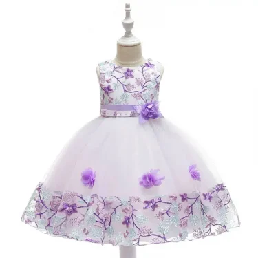 Summer Kids Girl Dress Embroidery Flower Girls Birthday Party Dresses Children Princess Prom Costums Formal Clothes 3 8 Years 3