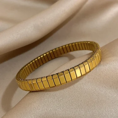 Greatera 6.5mm Width Thin Stainless Steel Elastic Bracelets Bangles for Women Gold Silver Color Stacked Bracelet Party Jewelry 5