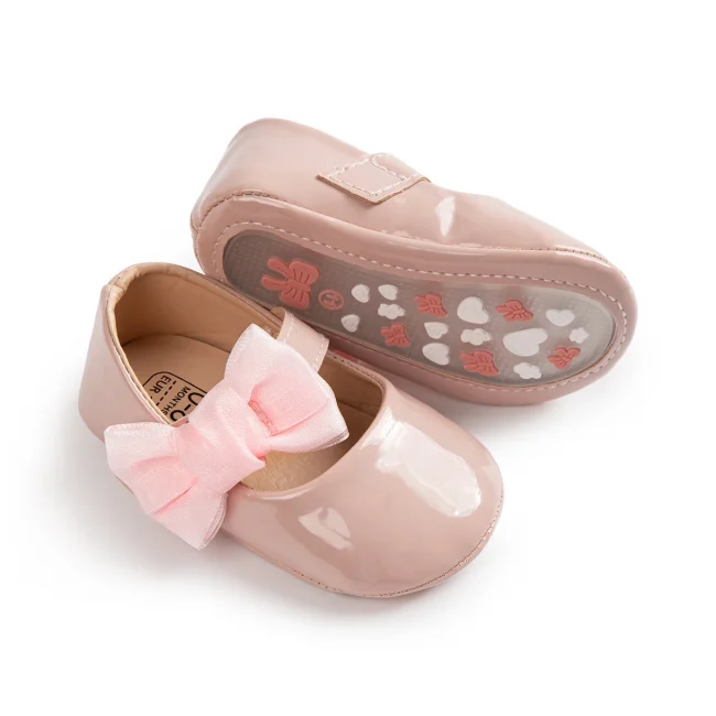 KIDSUN Baby Cute Bow Princess Shoes Solid Colour Soft Bottom First Toddler Shoes 0-18 Months Newborn Baby Shoes Girl 3