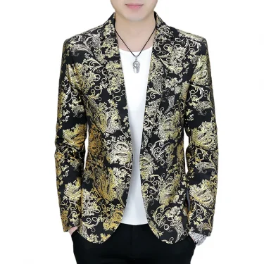 Blazer New Men's Fashion Business Gentleman Hot Stamping Print Outdoor Performance Trend Wedding Banquet Casual Blazer 1