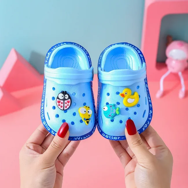 Summer Kids Sandals Children Hole Shoes Slippers Soft Non-slip Cartoon DIY Design Beach Sandy Slipper Shoe for Boys Girls 1