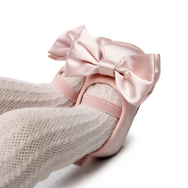 Princess Baby Girls Moccasins Cute Big Bowknot Soft Sole Flat Shoes for Infant Prewalker Anti-Slip Shoes First Walker Crib Shoes 2