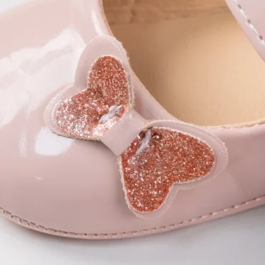 KIDSUN Baby Shoes Newborn Girl Princess PU Toddler Shoes Bow Decor Rubber Sole Anti-Slip First Walker Shoes 0-18M 5