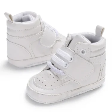 Newborn Baby Fashion Sneakers Shoes Boys Girls Solid Lace Up High Shoes Toddlers Breathable Non Slip First Walkers 0-18 Months 5
