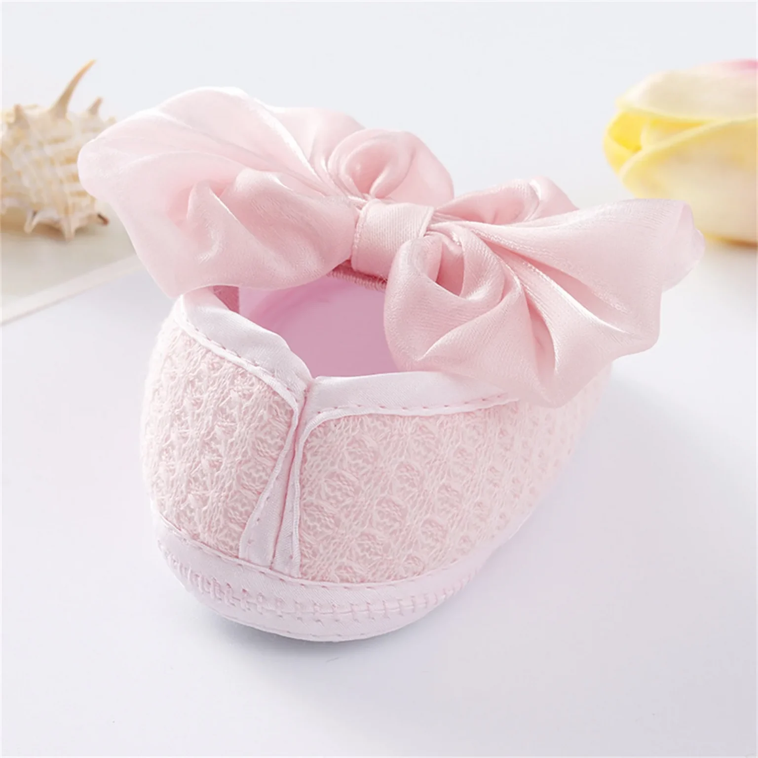 Toddler Baby First Walkers Shoes, Solid Color Walking Shoes Footwear with Big Bowknot for Girls, Pink/White/Wine Red/Yellow 6