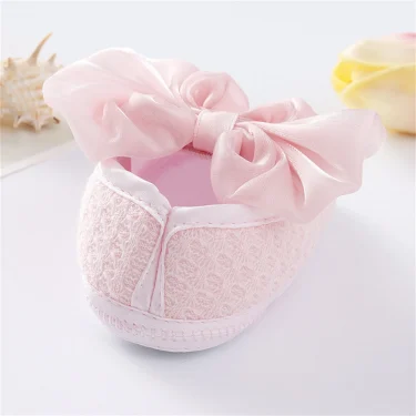 Toddler Baby First Walkers Shoes, Solid Color Walking Shoes Footwear with Big Bowknot for Girls, Pink/White/Wine Red/Yellow 6