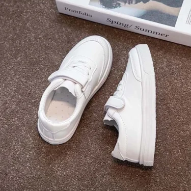 Children White Sneakers Pu Leather Breathable School Kids Casual Shoes Fashion All-match 25-36 Anti-slip Boys Girls Board Shoe 6
