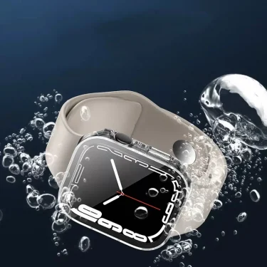 Tempered Glass Case for Apple Watch 45mm 41mm 44mm 40mm Screen Protector Cover Waterproof Hard Bumper iWatch Series 4 5 SE 6 7 8 5