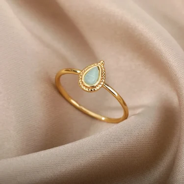 Opal Water Drop Rings For Women Gold Color Stainless Steel Engagement Wedding Ring Female Fashion Finger Jewelry Birthday Gift 3