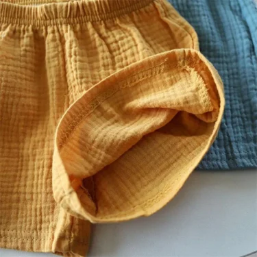 Cotton Linen Kids Girls Shorts Solid color Summer Boys Five-point Pants for Children's Baby Clothing 3