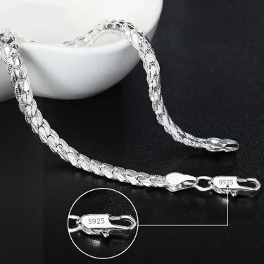 Fine 925 Sterling Silver Noble Nice Chain Solid Bracelet for Women Men Charms Party Gift Wedding Fashion Jewelry Hot Model 4