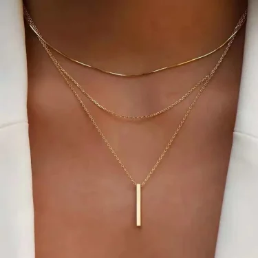 Vintage Bohemian Multilayer Minimalist Necklace for Women Stick Pendant Link Chain Necklace Collarbone Collares Fashion Jewelry 1