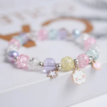 Popcorn Bead Sweet Bracelet For Children Women Cute Cloud Flower Pendant Bracelets Kids Girls Charm Wish Bracelet Wholesale 2
