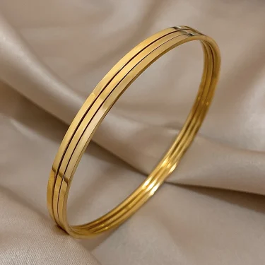 Greatera 3pcs/set 2mm Stainless Steel Thin Bangles Bracelets for Women Gold Plated Stackable Bracelet Waterproof Jewelry 3
