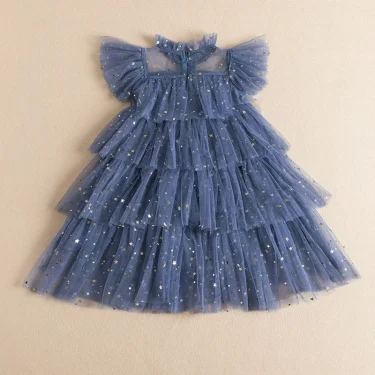 Girls Sequin Dresses for Summer Ruffles Elegant Princess Dress for Girl Birthday Wedding Party Dress 3-8 Yrs Holiday Casual Wear 6