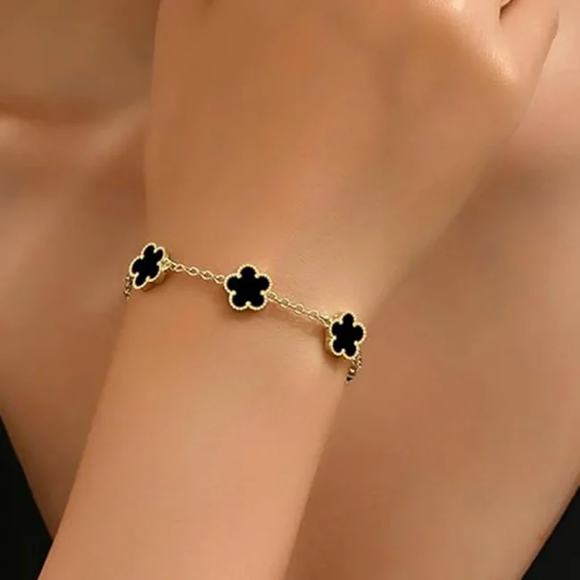 Lucky Clover Women's Hand Bracelets Double Sided Flowers Jewellery Gifts Stainless Steel Bracelet Gold Plated Bracelets Man 5