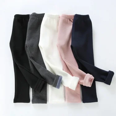 Hot Sweet Girls Pants Kids Boys Thick Warm Trousers Winter Children Casual Solid Color Soft Pants Baby Girls Leggings 2-11Years 2