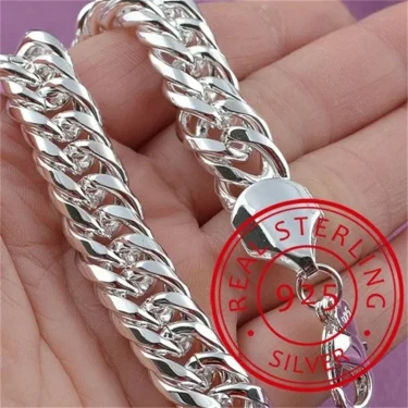 Fine 925 Sterling Silver Noble Nice Chain Solid Bracelet for Women Men Charms Party Gift Wedding Fashion Jewelry Hot Model 2