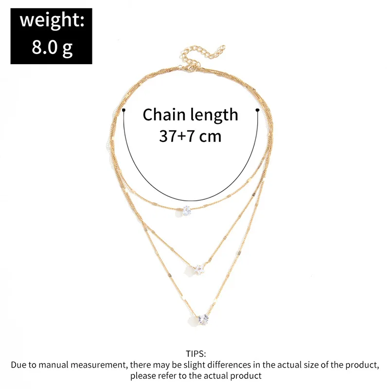 Trendy Zircon Pendant Necklace For Women Multilayer Chain Choker Fashion Female Party Shiny Jewelry Gift 2