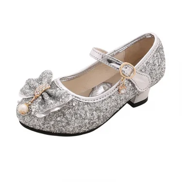 New Children Shoes Girls High Heel Princess Dance Sandals for Girls Kids Shoes Glitter Soft Leather Fashion Party Dress Wedding 5
