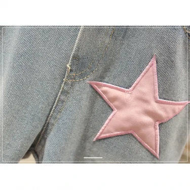 Summer New Girls Clothing Set Cartoon T-shirt+Star Pattern Wide Leg Jeans 2Pcs Suit For 3-8 Years Kids Fashion Suit 6