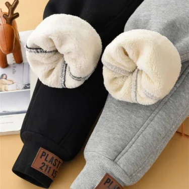 2025 Children Thick Cotton Pants Winter Boys Girls Padded Plush Velvet Trousers Big Kids Lamb Wool Warm Snow Pants 4-14 Years 5