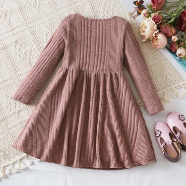 Autumn Girls Knitted Dresses Long Sleeve Sweater Girl Dress Princess Birthday Party Costumes Kids Casual Vestidos 2