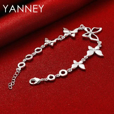 Women's 925 Sterling Silver 8 Inches Exquisite Butterfly Bracelet For Wife Fashion Charm Gifts Wedding Party Jewelry 5