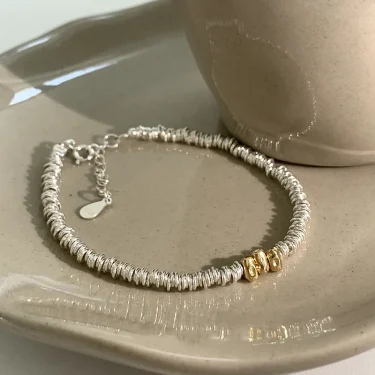 New 925 Silver Gold Color Geometric Beads Adjustable Punk String Bracelet For Woman Girl Fashion Jewelry Gift Dropship Wholesale 1