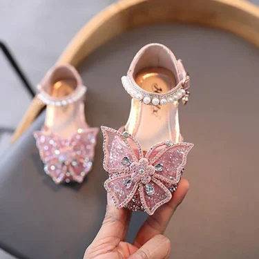 Summer Girls Sandals Fashion Sequins Rhinestone Bow Girls Princess Shoes Baby Girl Shoes Flat Heel Sandals Size 21-35 1