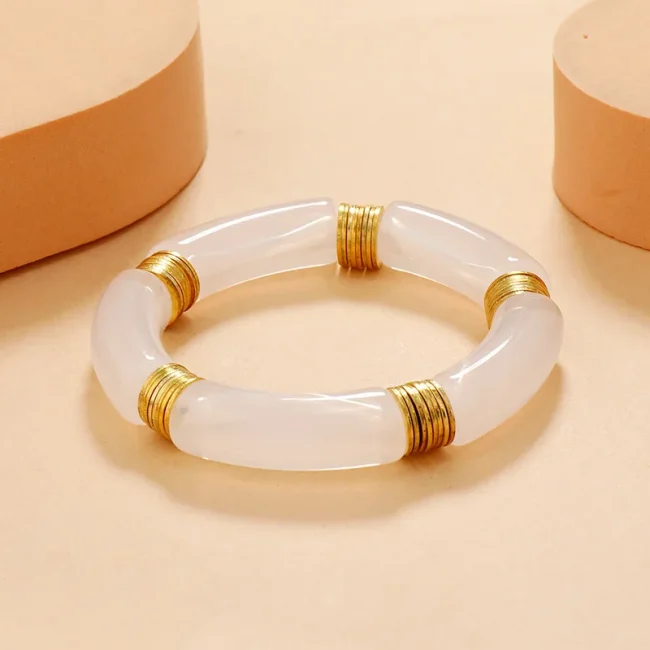 Bilandi Retro Style Stretch Bracelet For Women Female Hot Sale Vintate Temperament Resin Acrylic Bracelet Modern Jewelry 5