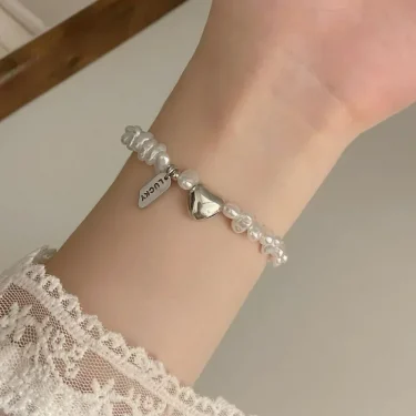 925 Sterling Silver Bracelet Pearls Knots Bracelet for Women Fashion Heart Pearls Irregular Bracelet Luxury Party Jewelry Gift 3