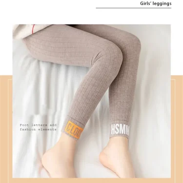 3-10 Year Girl Stretch Leggings Letters Baby Kids Leggings Autumn Clothes Pants Toddler Child Soft Knitted Pants Trousers 6