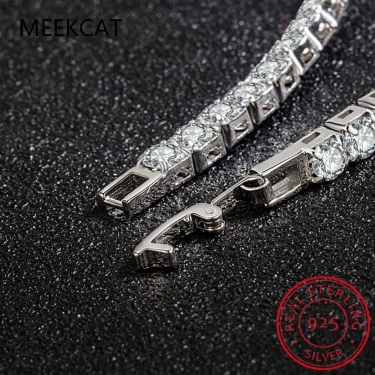 D VVS1 Round Moissanite Tennis Bracelet Original s925 Sterling Silver Plated 18k Gold with GRA Bracelets for Women Man 5