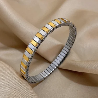 Greatera 6.5mm Width Thin Stainless Steel Elastic Bracelets Bangles for Women Gold Silver Color Stacked Bracelet Party Jewelry 3