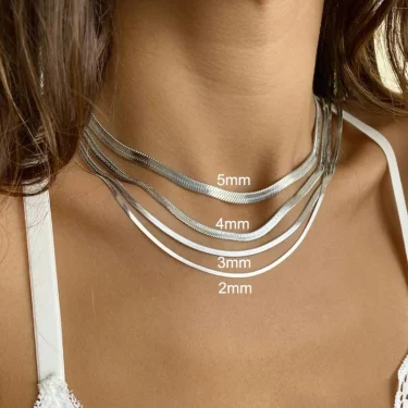 316L Gold Color Stainless Steel Snake Chain Necklace for Women Men Herringbone Choker Neck Chains 2024 Trend Jewelry Gift Hot 3