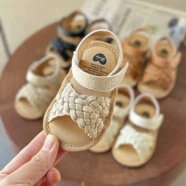 Baby Girls Boys Sparkly Bowknot Sandals Premium Soft Anti-Slip Rubber Sole Infant Summer Outdoor Shoes Toddler First Walkers 2