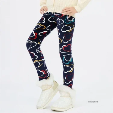 4-13Y Girls Pants Autumn Winter Children Trousers Warm Leggings Thicken Velvet Star Print Kids Pants Baby Girl Keep Warm Legging 6