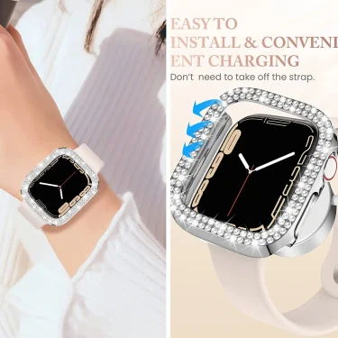 Transparent Hollow Bling Diamond PC Case for Apple Watch 38 42 40 44 41 45mm Protective Cover for iWatch Series 7 6 5 4 3 2 SE 6